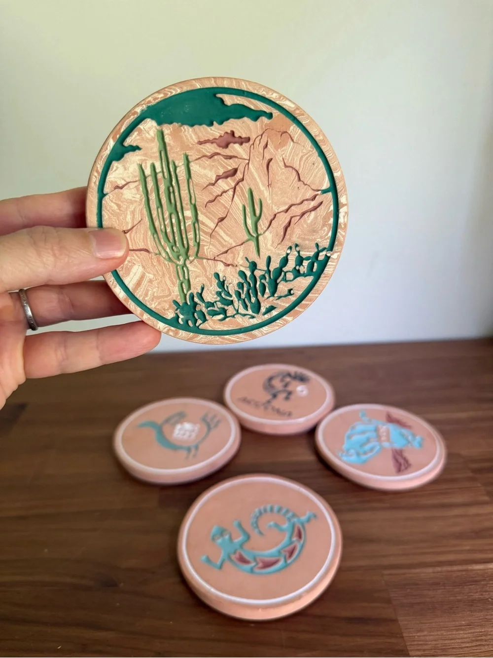 🌵 Vintage Southwestern Terracotta Coasters - Set of 5 🌵